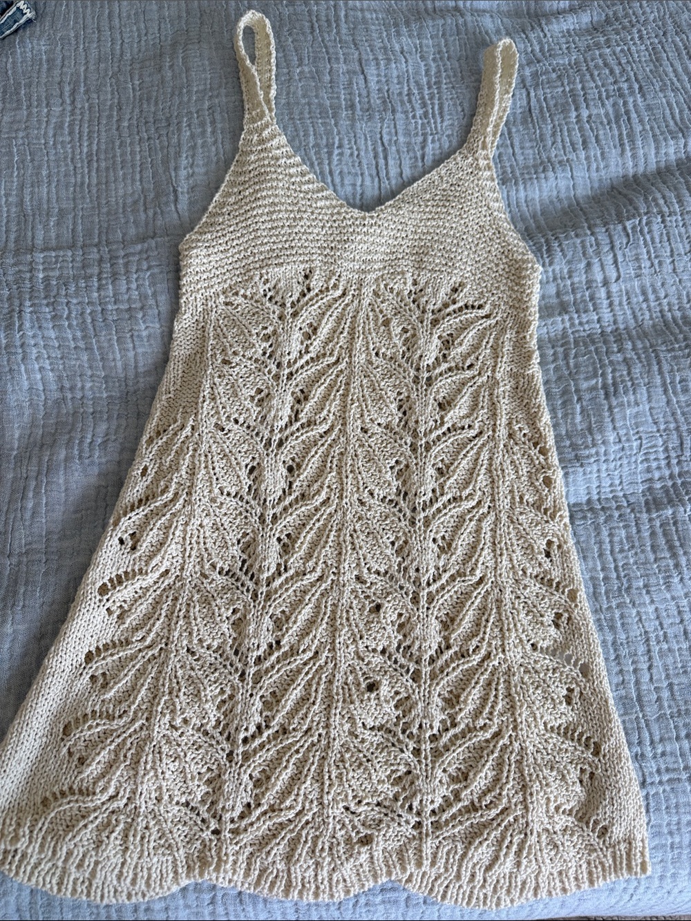 L*SPACE x HANNA MONTAZAMI Lisola Cover-Up Ivory Tapioca Size S Summer Crochet - Picture 3 of 10